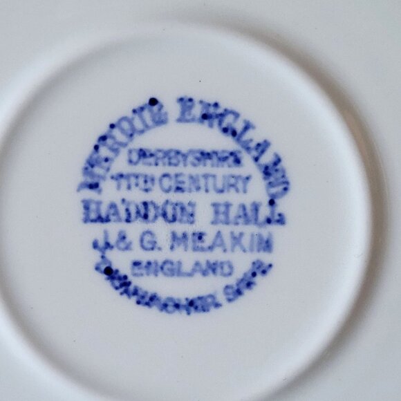 Vtg J & G Meakin Haddon Hall Scene Saucer, Blue & White English Ironstone Plate - Picture 7 of 7